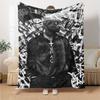 1pc 2PacHip Hop Blanket Soft Lightweight All Season Multi Purpose Throw for Sofa, Bed, Office & Picnics, French Style with Iconic Album Art & Quotes