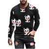Spring and Autumn Round Neck Spotted Cow Pattern 3D Printed Top Fashionable Casual Long Sleeved Men's T-shirts