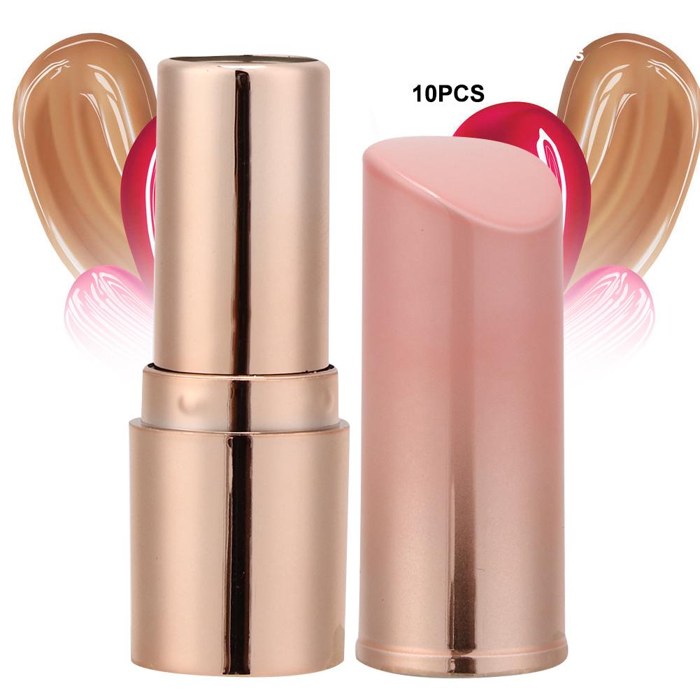 10pcs Round Empty Lipstick Tube Lip Balm Refillable Shell Container DIY Case Pink and Gold Gradient