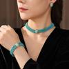 Vintage Multi-layered Green Stone, Bracelet, Earring, Necklace Set, Fashionable and Versatile, Bohemian Jewelry, Vintage Ethnic Style Accessories