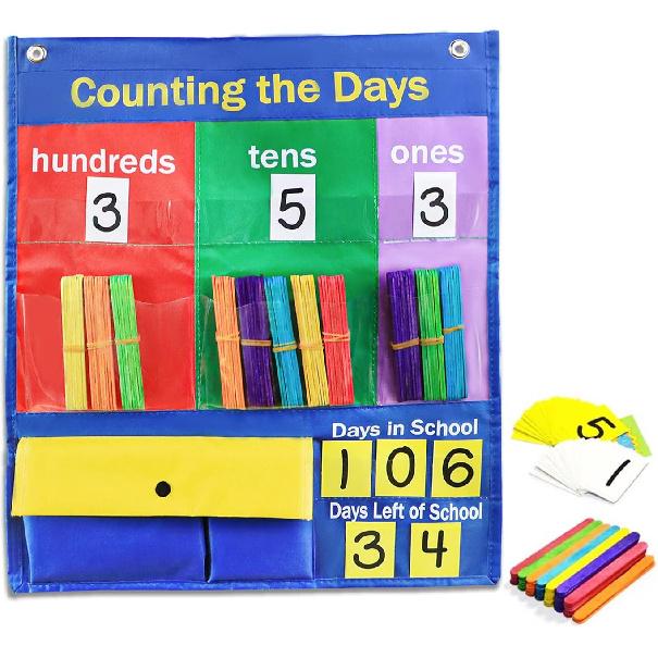 Godery Place Value Charts & Counting Caddie Pocket Chart for Classroom (Hundreds, Tens, Ones)