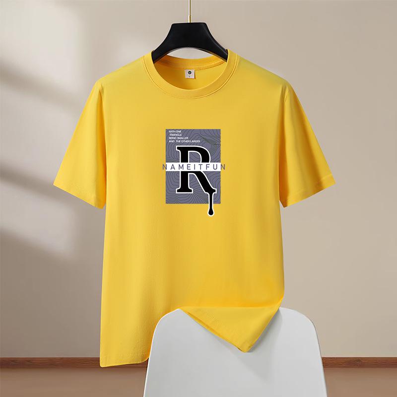 

Большая футболка хлопок S-6XL мужская с коротким рукавом свободная футболка комфортная летняя уличная одежда XXXL жёлтый