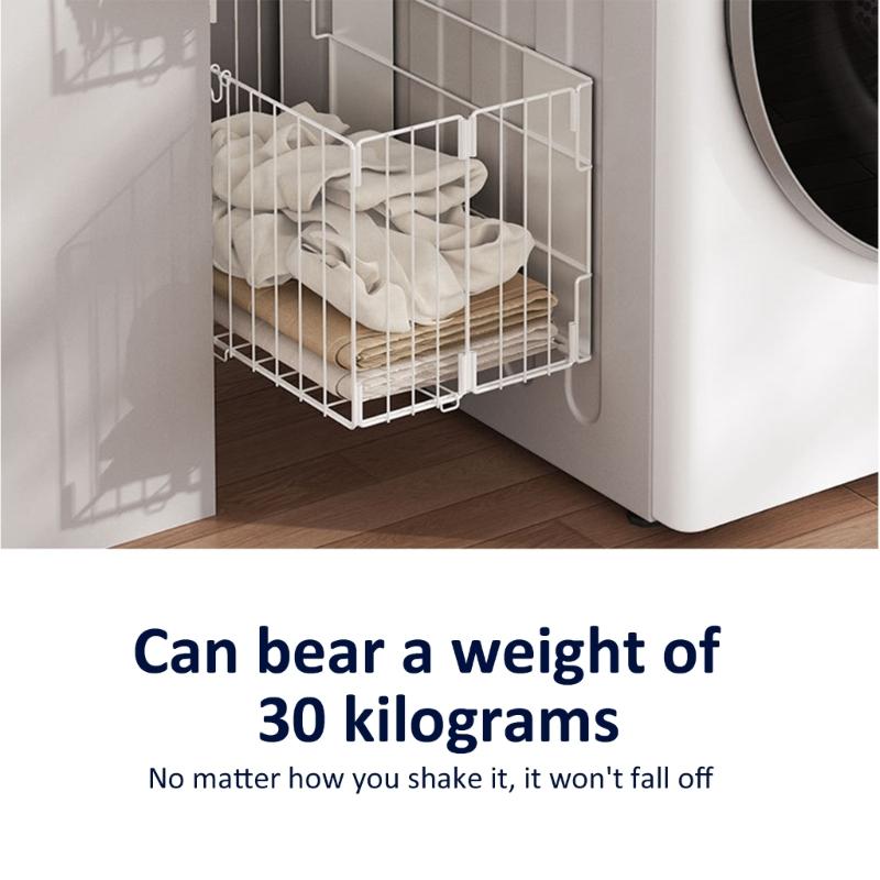 Foldable Metal Mesh Hamper Magnetic Wall Mounted Laundry Basket For Closet Organization Without Drilling Tools