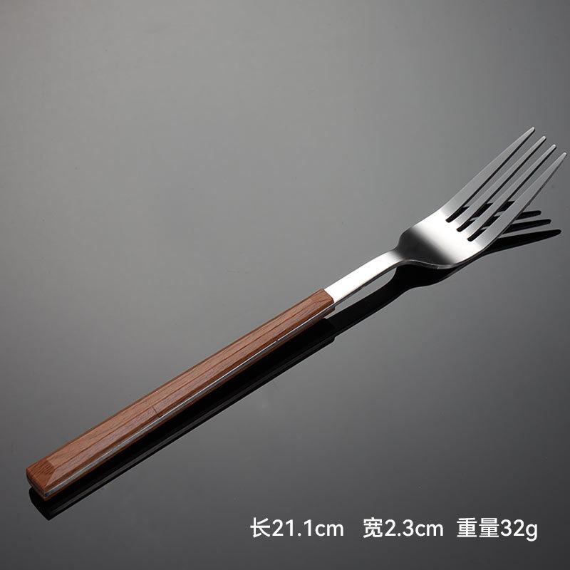 Nerezová ocel 430 rukojeť s imitací dřeva, západní příbory, pětidílná sada nožů, vidliček a lžic