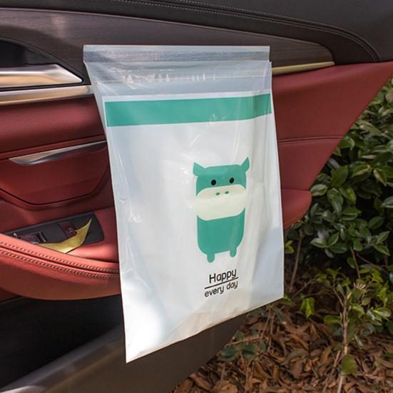 15Pcs Garbage Bag Self-adhesive Waterproof Leakproof No Residue Cute Chick Pattern Disposable Car Trash Pouch Daily Use