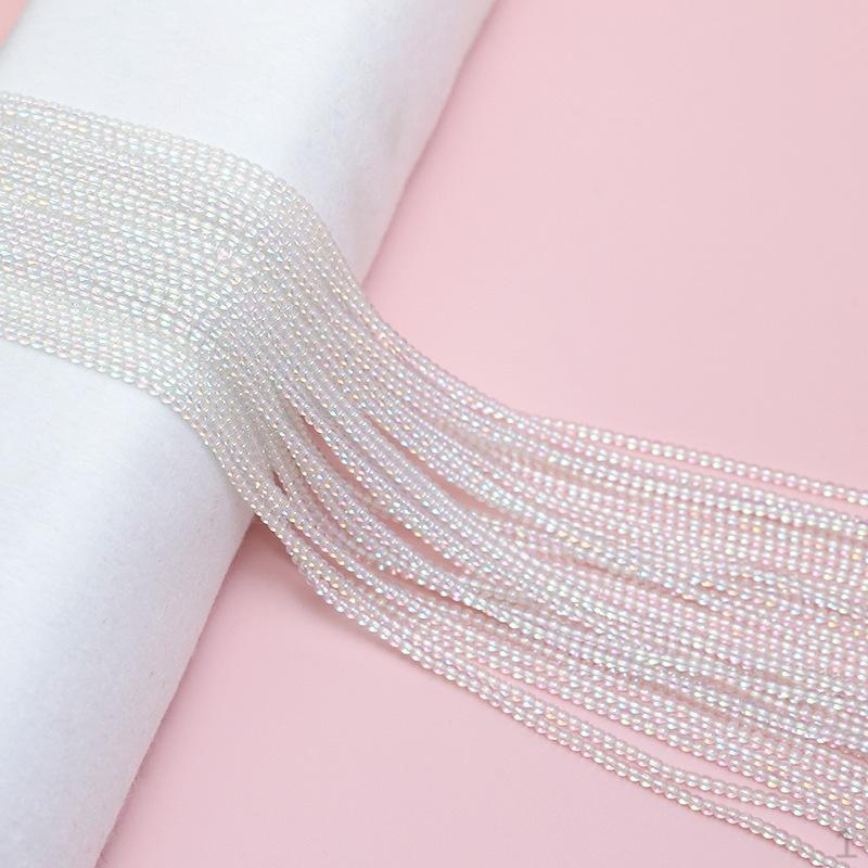 2mm Colorful Iridescent Crystal Glass Seed Beads for DIY Handmade Jewelry Bracelet Necklace 1# Transparent Crystal Single Strand
