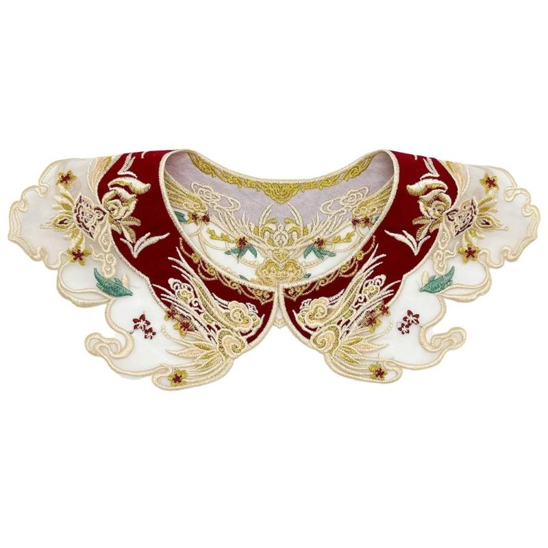 

Floral Studded Collar Yunjian Accessory Embroidered Collar Oriental Ancient Art Traditional Flower Shawl Collar Lapel