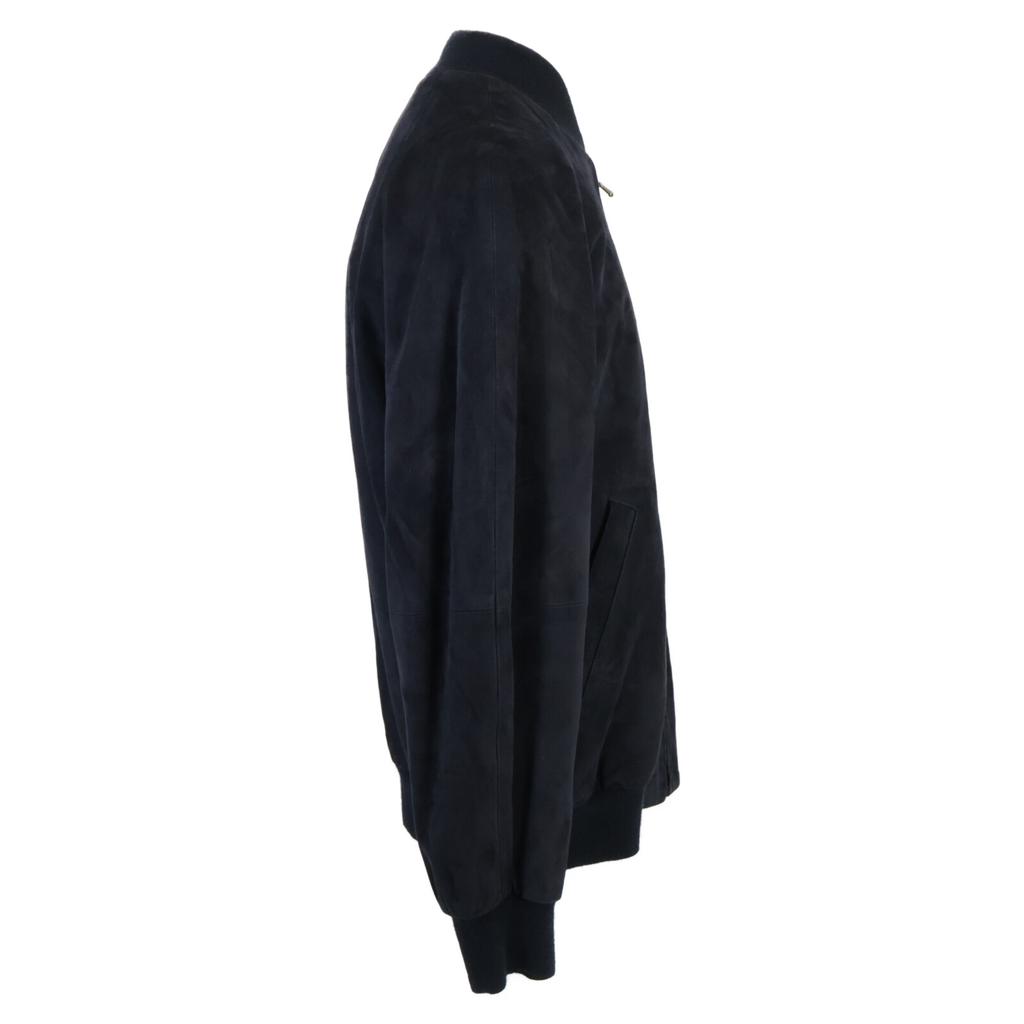 HERMES [Excellent Condition] Suede Zip-Up Bomber Jacket 48 NavyUsed