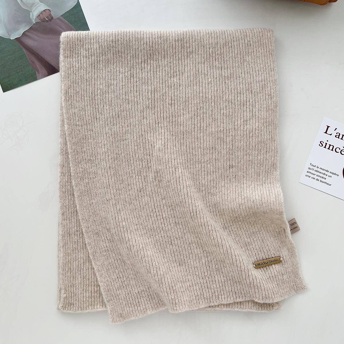 

Luxury Winter 100% Wool Scarf Women Knitted Solid Cashmere Handkerchief Warm Pashmina Female Shawl Pareo Soft Bufanda Gift 32x160cm