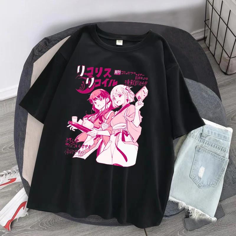 Japanese Anime Lycoris Recoil T-Shirts Cute Harajuku Y2k Clothes Streetwear Fashion Women Tshirt Summer Women's Short Sleeve Top