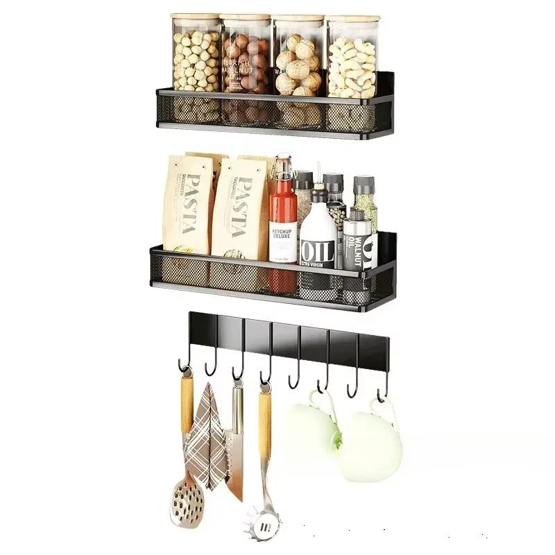 3pc Magnetic Spice Rack For Refrigerator Side Spice Storage Shelf Household Fridge Magnetic Shelf Space Saving Kitchen Organizer