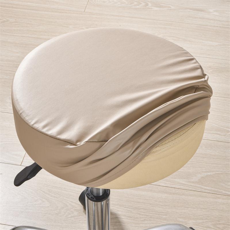 Waterproof PU Leather Round Bar Stool Cover Elastic All Inclusive Rotating Chair Slipcover For Home Hotel Decor