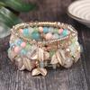 Bohemian Bracelet Leaf Ethnic Style Pendant Elastic Rope Beaded Multi-layer Bracelet