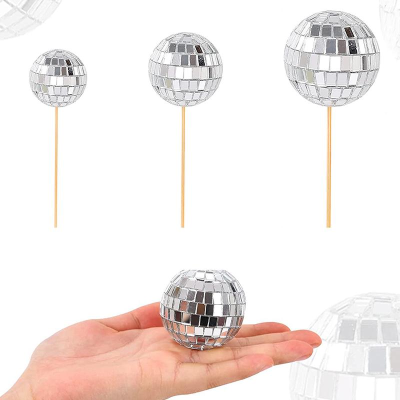 3/5/12pcs Club Retro Dance Party Supplies Cake Decoration Birthday Disco Ball Cupcake Toppers