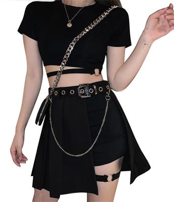 OIUYUE Short Skirt Hot Pants with Y2K Street Subculture Style Women's & Belt, Black, Style, Gothic, Style, (Black)