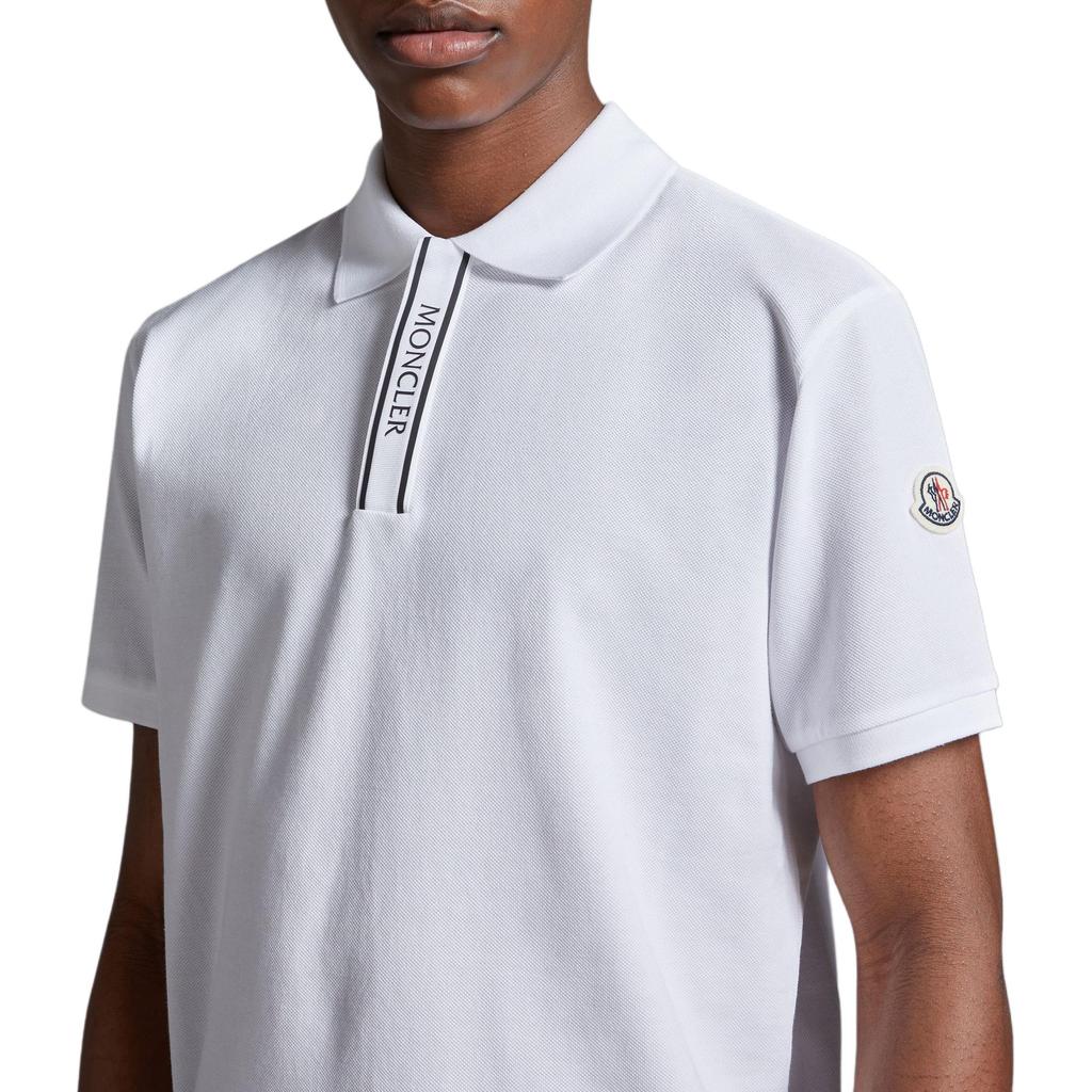 Moncler SS24 Knitted Collar Logo Pattern Short Sleeve Polo Shirt Men Polo Shirts Optical-White J10918A0000289A16002