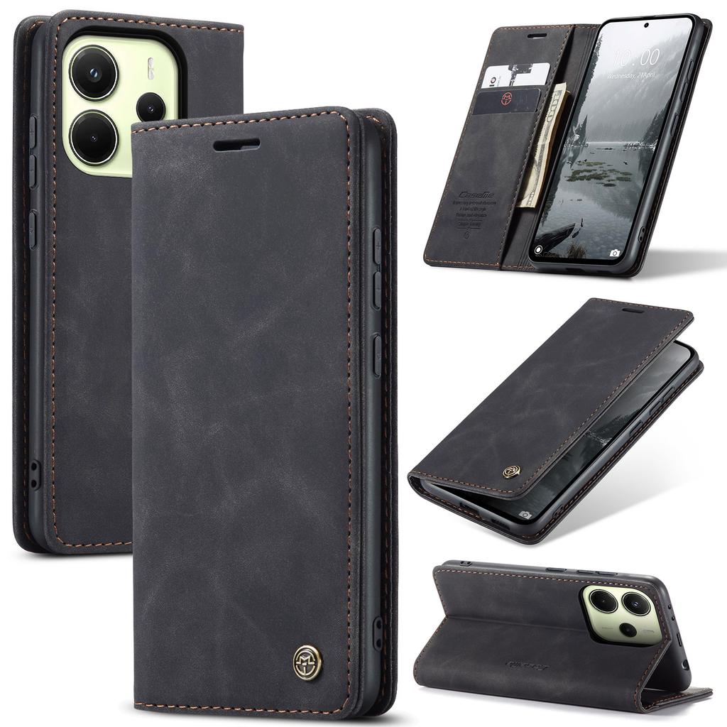 For Xiaomi Redmi Note 14 4G (164.84x78.15x8.16mm) Wallet Case CASEME 013 Series PU Leather Phone Cover Stand