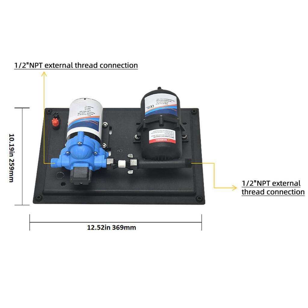 RV Water Pump DC 24V 3GPM 11.3L Min 55PSI Fresh Water Diaphragm Pump Built In On Demand Pressure Switch with Pressure