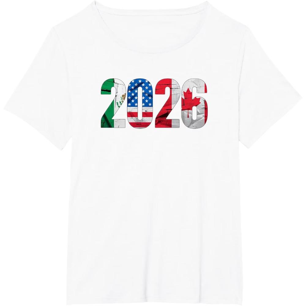 2026 Football Design Three Nations Flags TShirt Soccer Part Supplies Clothing Unisex Unisex Fashion Crewneck Cotton Short Sleeve
