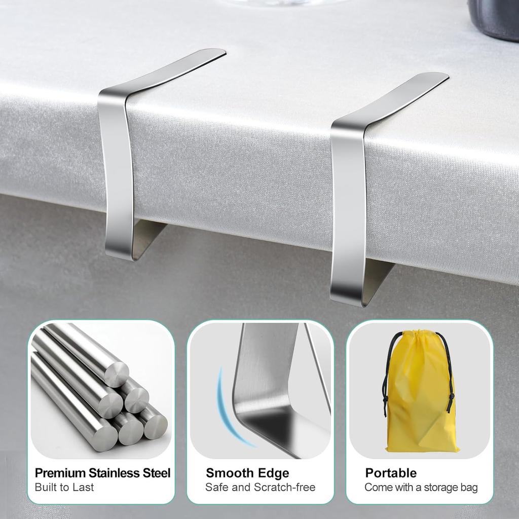 12PCS Stainless Steel Windproof Triangle Tablecloth Clamps