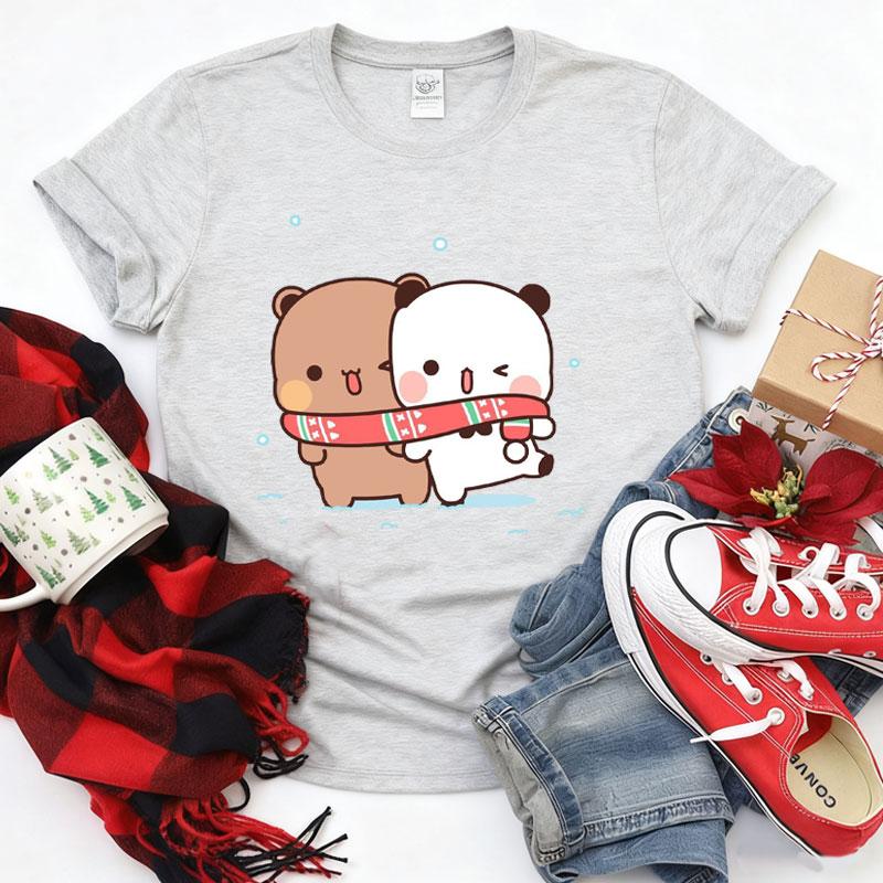 Kawaii Bubu Dudu Merry Christmas Couple Tshirt Trendy Funny Cartoon Anime Shirt Fashion Holiday Party Celebrate Cotton Tees