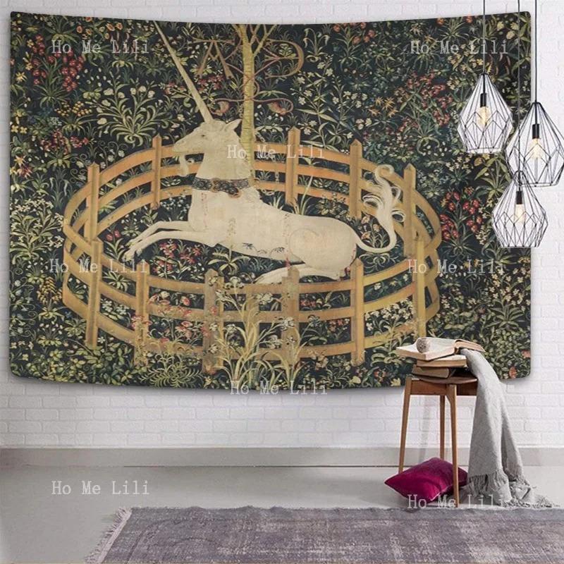 VIKAMA Medieval Unicorn Tapestry Vintage And Artistic Wall Hanging For Bedroom Headboards Home Decor