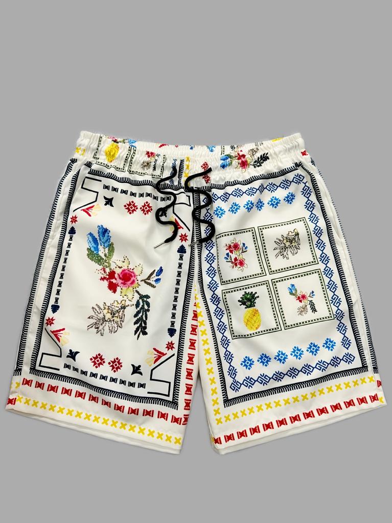 Men Gothic Angel Graffiti 3D Print Mesh Beach Shorts Elastic Drawstring Loose Straight Casual Summer Board Shorts