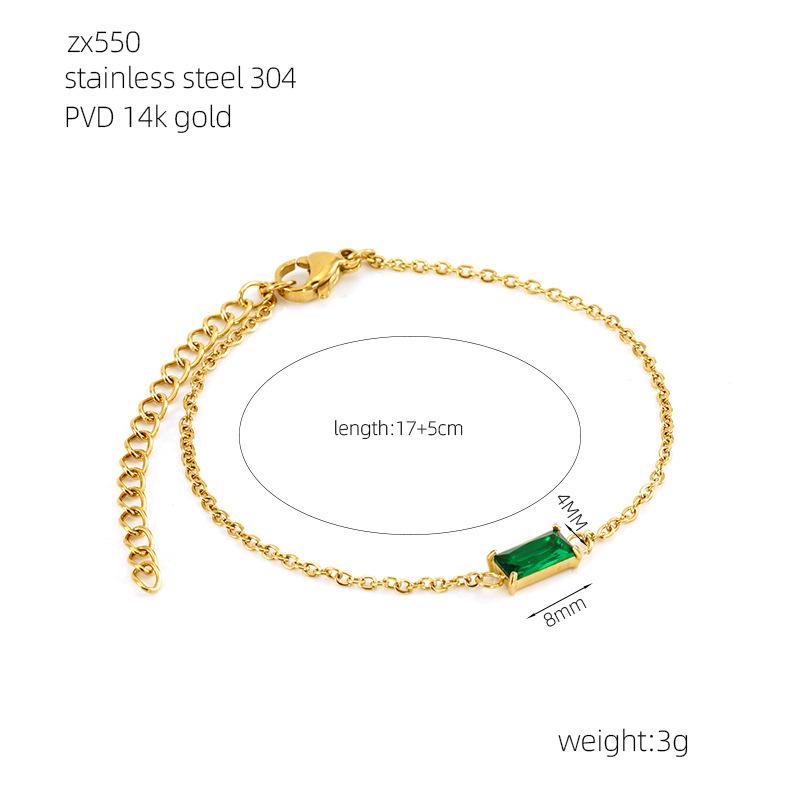 High-End Emerald Titanium Steel Necklace Set: Women's Three-Piece European & American Fashion with Earrings & Bracelet