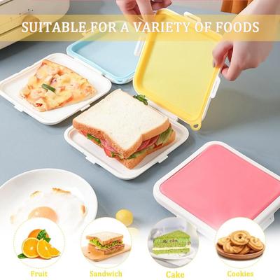Silicone Sandwich Toast Bento Box Leakproof Reusable Sandwich Containers Snap-fit Design Hangable Bread Storage Box