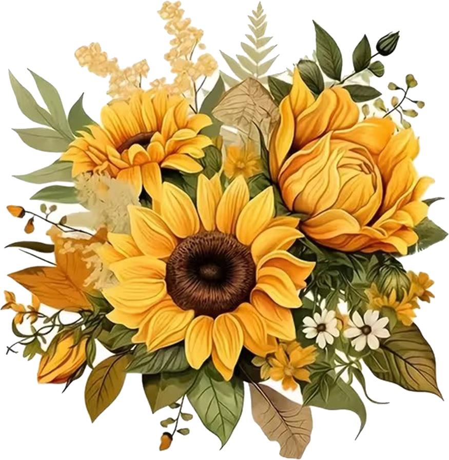 QT2101#15cm Vibrant Sunflower Floral Suitable for Laptop, Car, Truck, Van, SUV, Motorcycle, Wall, Bumper, Window