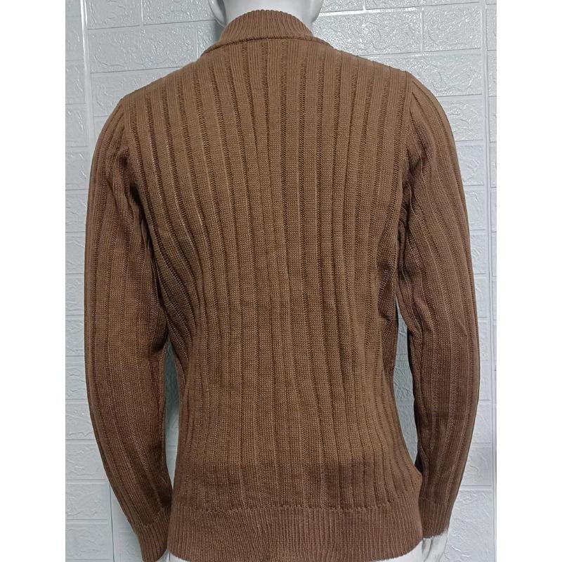 Men's Solid Mock Neck Sweater, Slim Fit Long Sleeve Zip Knit Cardigan, New Autumn Winter European Style Men Casual Knit Outerwear