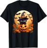 Svart Katt Häxa Pumpa Halloween Kostym Retro Höst Höst Unisex T-shirt Herr Dam T-shirts Topp