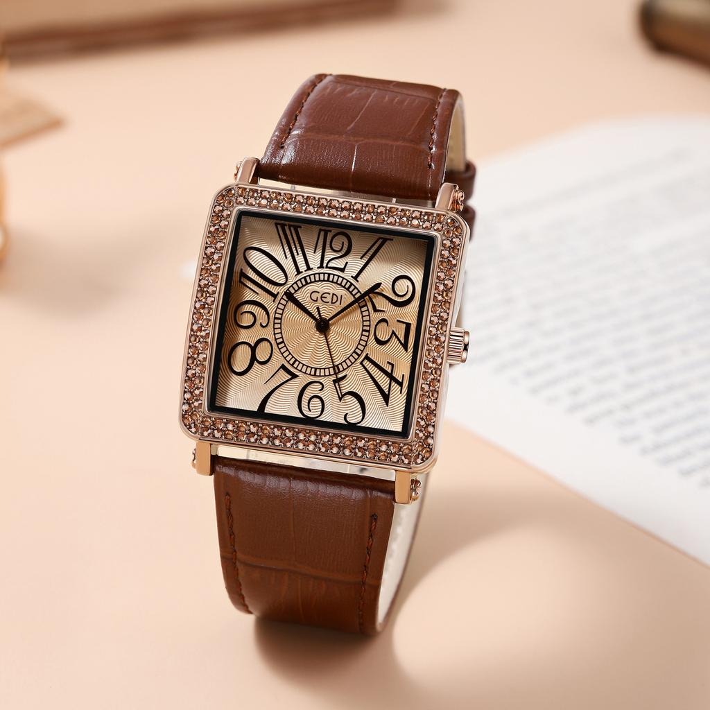 Retro Square Women'S Watch Light Luxury Diamond Belt Quartz Watch Women'S Premium Belt Watch