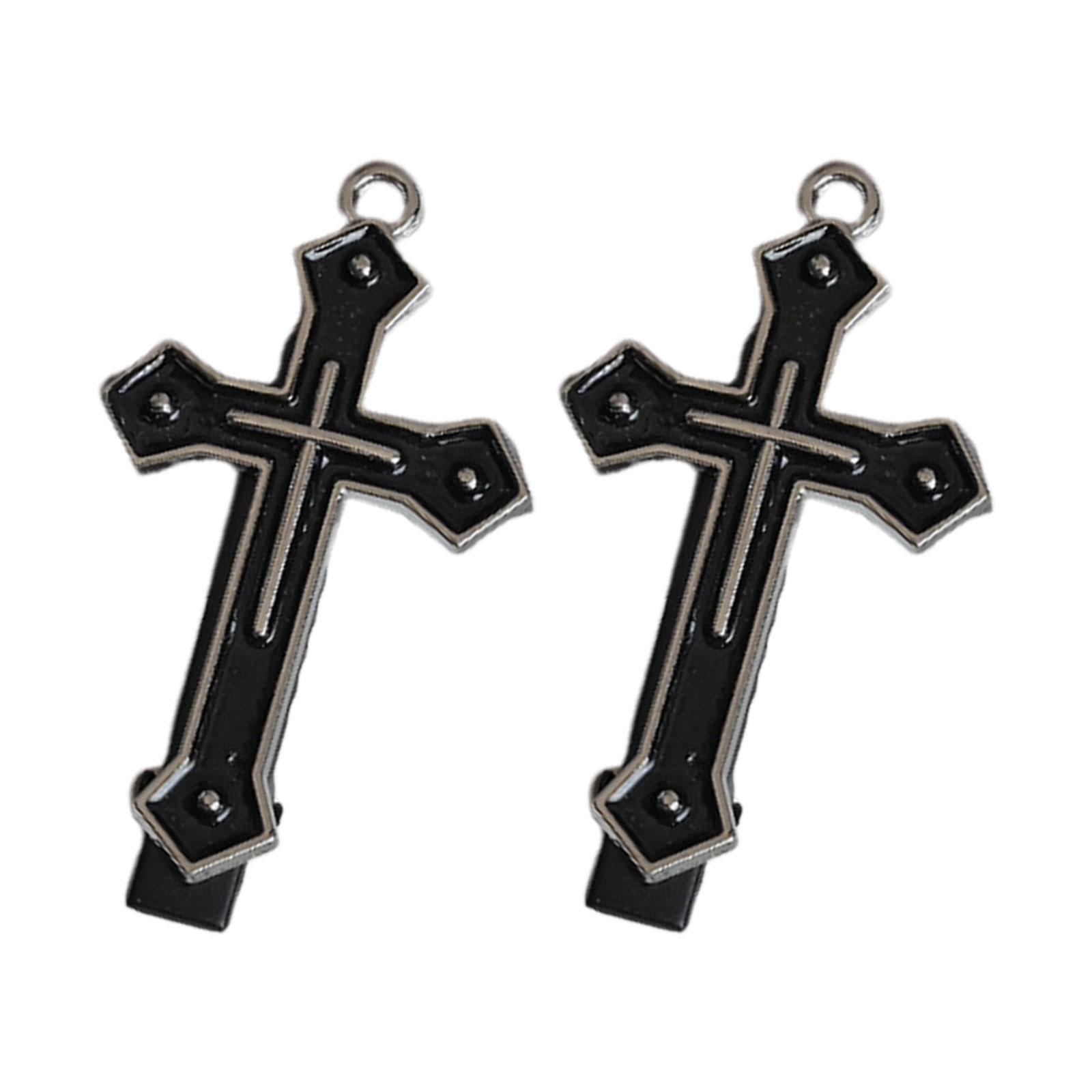 

Металлическая заколка-крест для волос Темный балеткор Крест Темная плоская заколка Хэллоуин Заколка для волос Темная элегантная заколка для пучков B