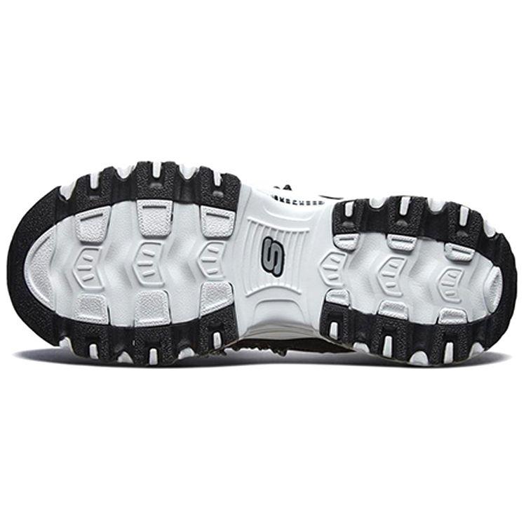 Skechers DLites 1.0 Tissu Mesh Classique Polyvalent Amortissant Durable Respirant Basse Coupe Chaussures Décontractées Baskets Femme Noir 13090-BKW