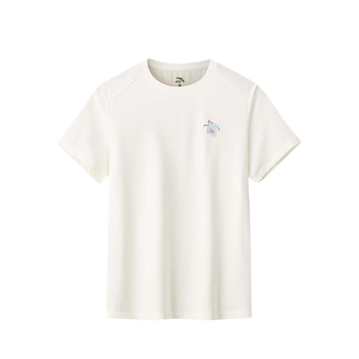 Anta Short Sleeve Knitted T-Shirt Summer 2026 Women tops Ivory 962628114-4 XS