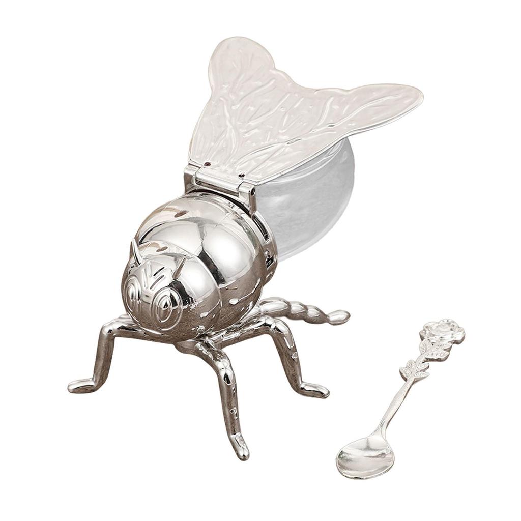 Bee Shaped Honey Jar Storage Pot with Spoon Creative Ornament Modern Sugar Pots Condiment Pot for Parties Housewarming Gift