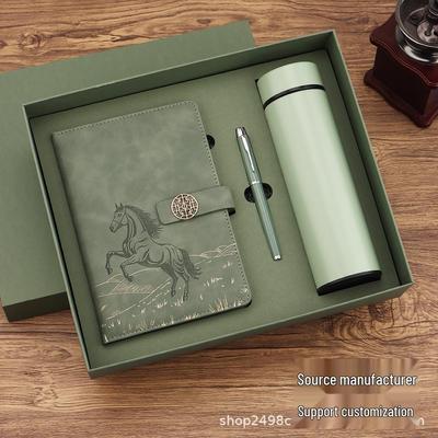 Year of the Horse Chinese Style Customizable Gift Set: A5 Notebook & Thermos Cup with Logo