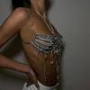 Crystal Beaded Tassels Layered Necklace Halter Neck Chest Chain Shimmering Body Jewelry Camisole Bralette For Women