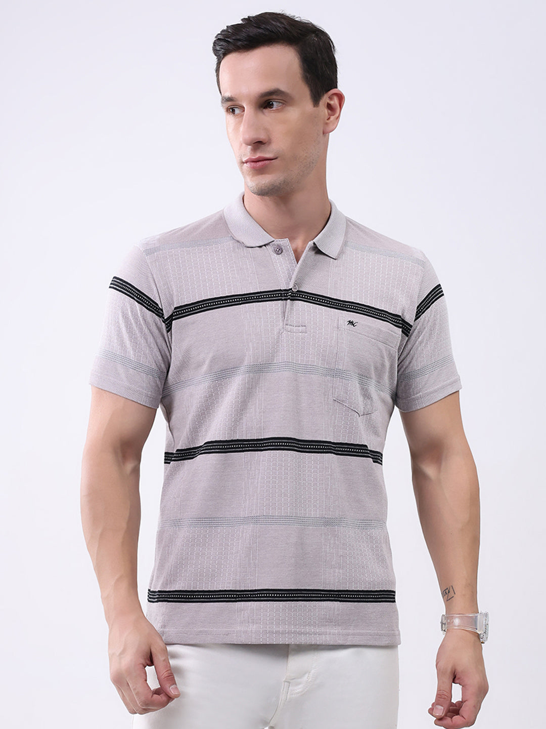 Monte Carlo Men Regular Fit Grey Tshirt L