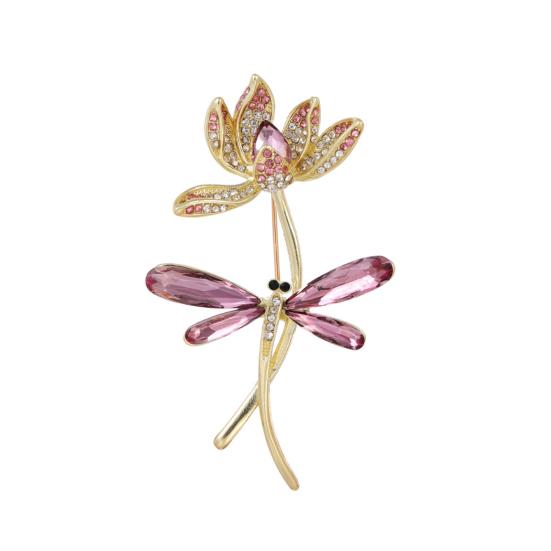 Lotus Dragonfly Brooch Exquisite Zinc Alloy Rhinestone Pin Sweaters Hats Bags Badge Multi-Functional Accessory