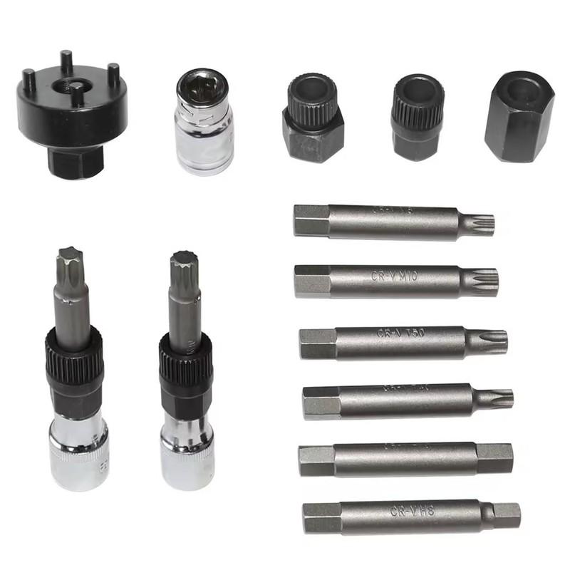 13 Pcs/Set Universal Alternator Freewheel Pulley Removal Engine Auto Tool Set Car Belt Removal Wrench Tool