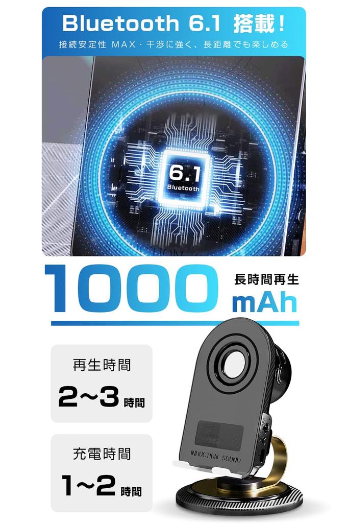 SLuB Smartphone Wireless Speaker Bluetooth Just Place It to Amplify Bluetooth HIFI Sound Black Stand, 360-Degree Rotation, [No Required! Sound] 6.1,