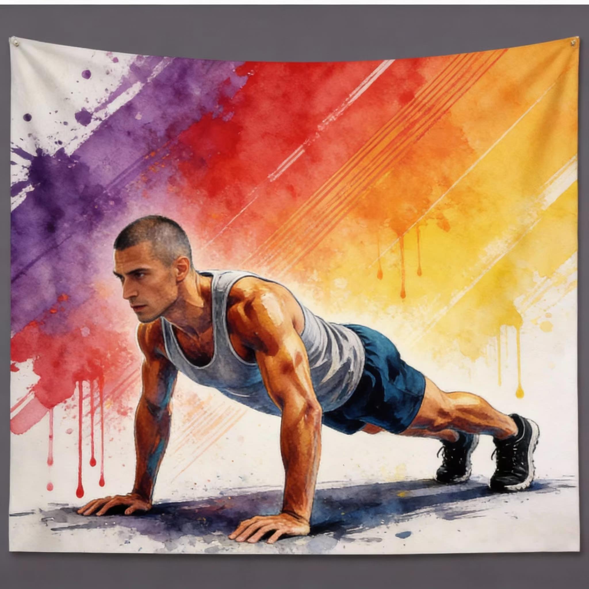 

Vibrant Fitness Bodybuilding Tapestry Colorful Energy Art Wall Hanging for Party Gym Decor 74x94cm(29x37in)
