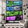 Wall Hanging Tapestry With Custom Name & Text, Minecraft Decorative Tapestry For Bedroom