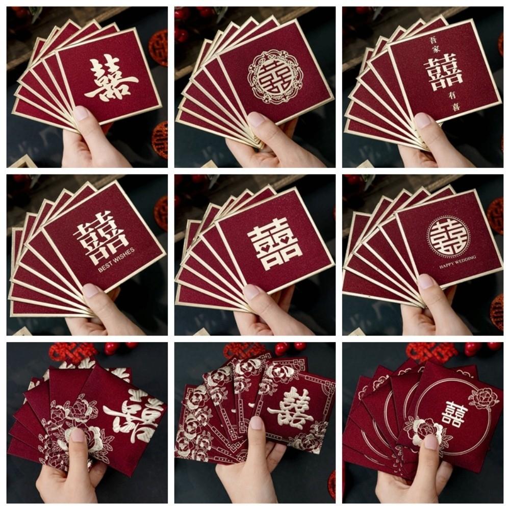 New Year Blessing Words Wedding Red Envelope Pearlescent Paper Spring Festival Mini Money Pocket S/M/L Size Bronzing