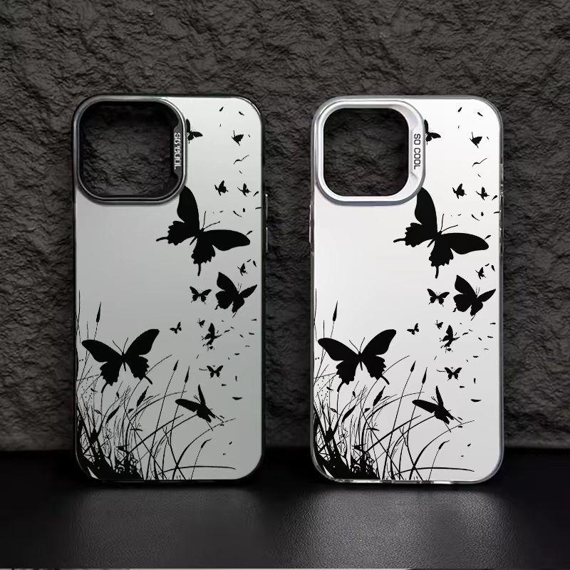 Silver Butterfly Shell Phone Case for Apple 17/16/15pro, 14promax, 13/12/11X