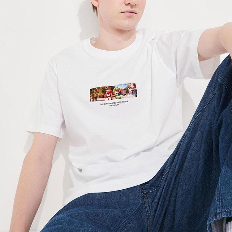 Uniqlo X Super Mario Collaboration SS23 Cartoon Print Short Sleeve T-Shirt Unisex Tops White 459218-00