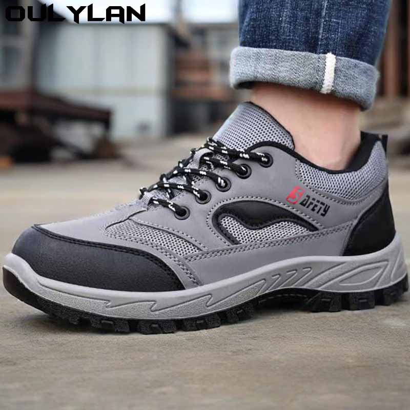 Oulylan Tactical Boots Anti Smashing Outdoors Labor Shoes Indestructible Comfortable Breathable Safety Work Boots Sneakers