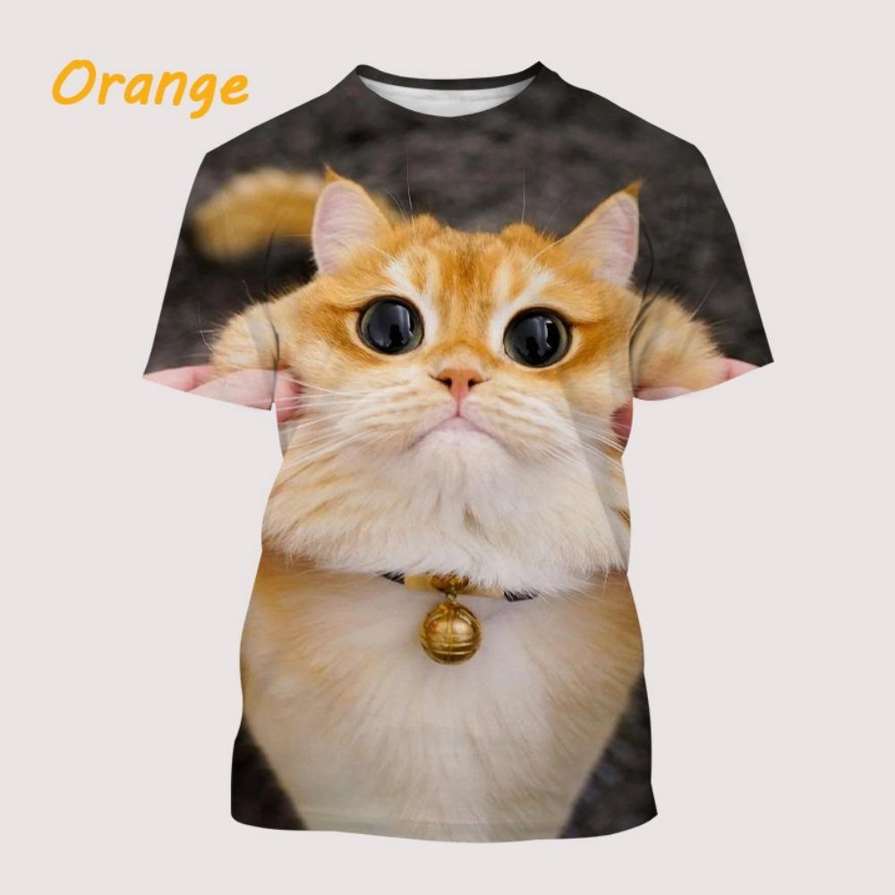Women's T-Shirts Harajuku Cat Graphic Print 3D Tops Summer Short Sleeve Casual Tees Kawaii Animal T Shirt